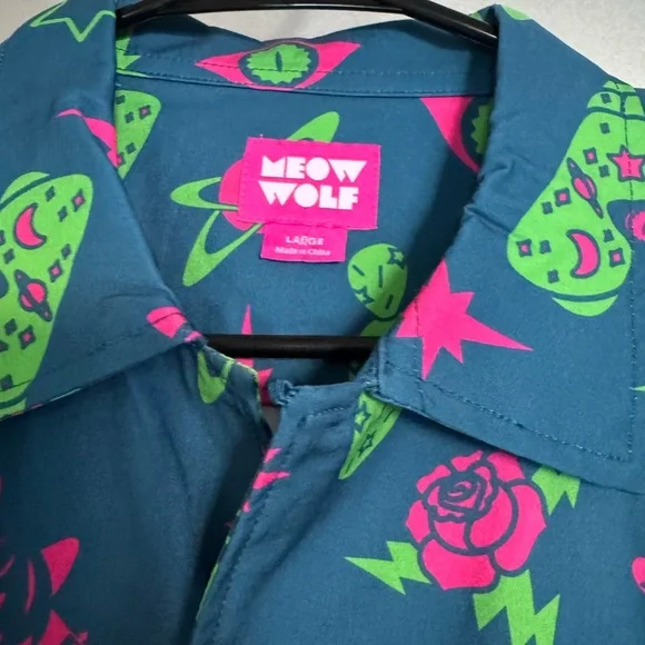 Colorful Meow Wolf Print Shirt - Picture 2 of 4